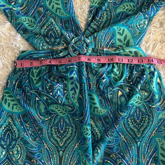 Sunday Up Women's Sz M Blue Multicolor Paisley Backless Halter Midi Dress #0325 - Picture 13 of 13